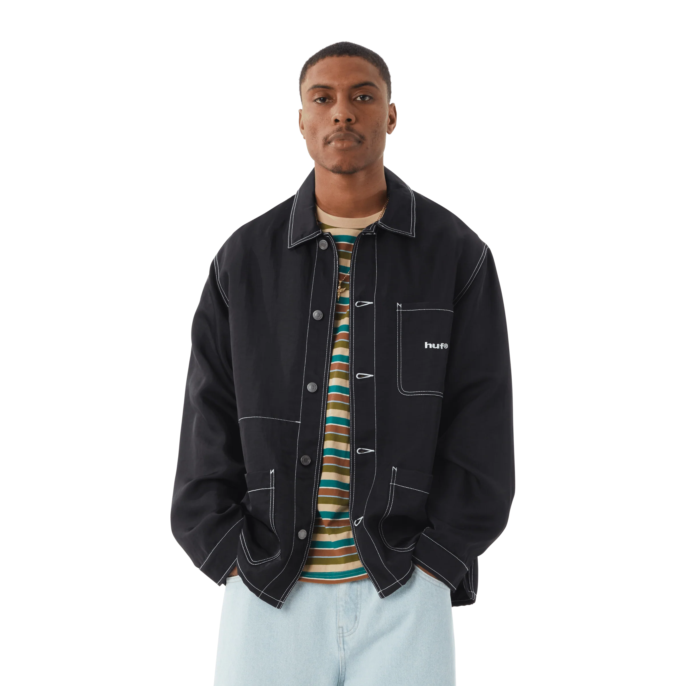 Contrast Nylon Chore Jacket - Image 4