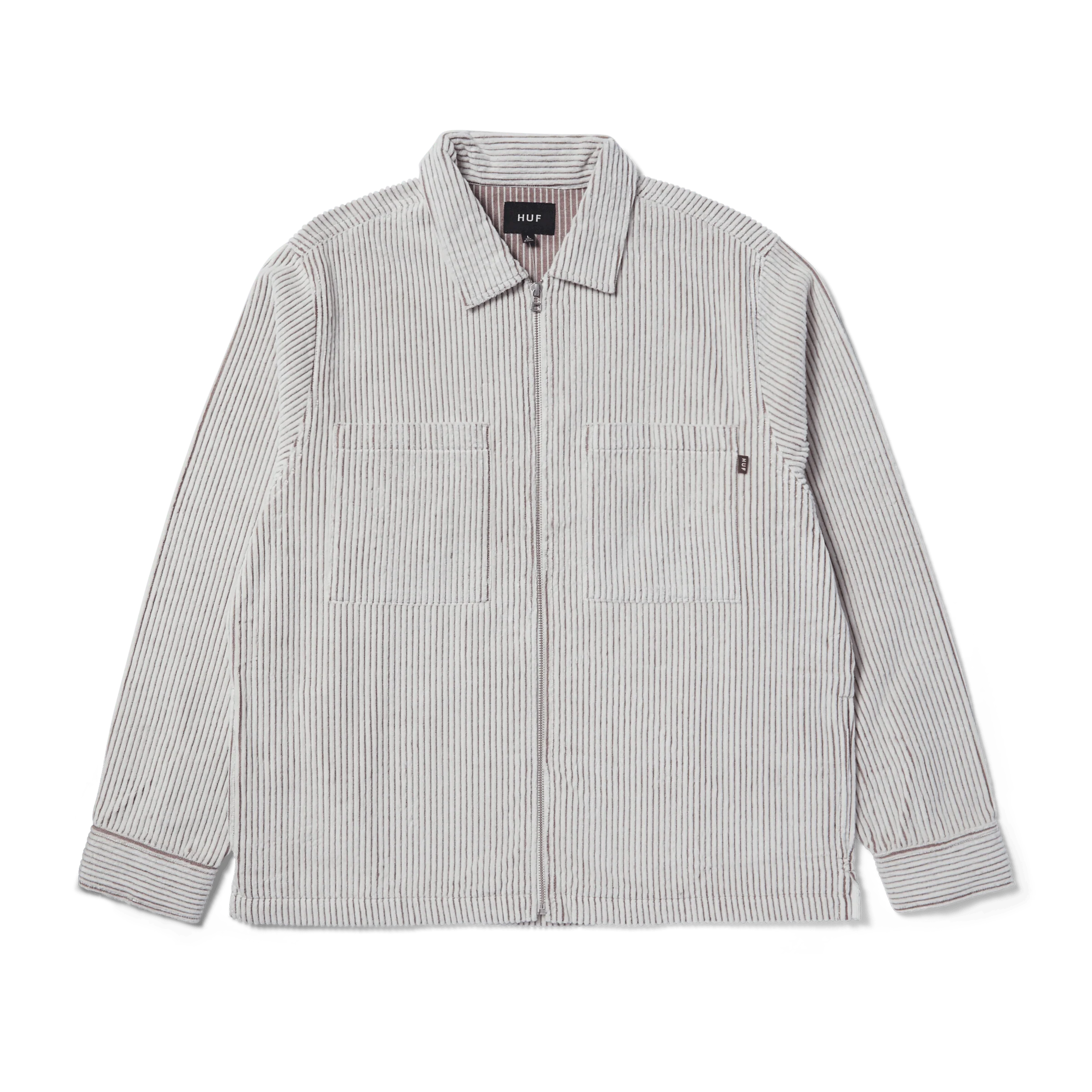 Two Tone Corduroy Zip Shacket