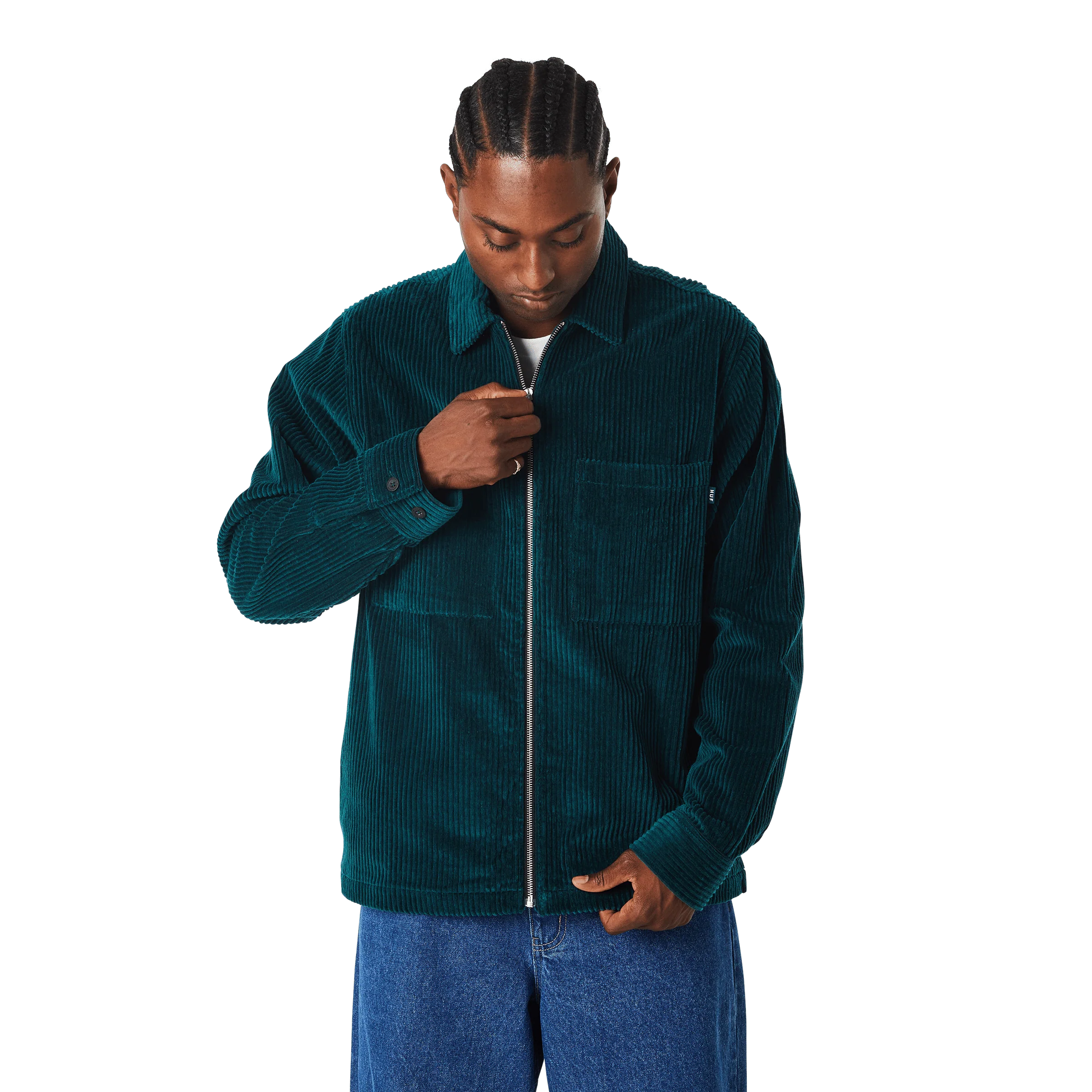 Two Tone Corduroy Zip Shacket - Image 12