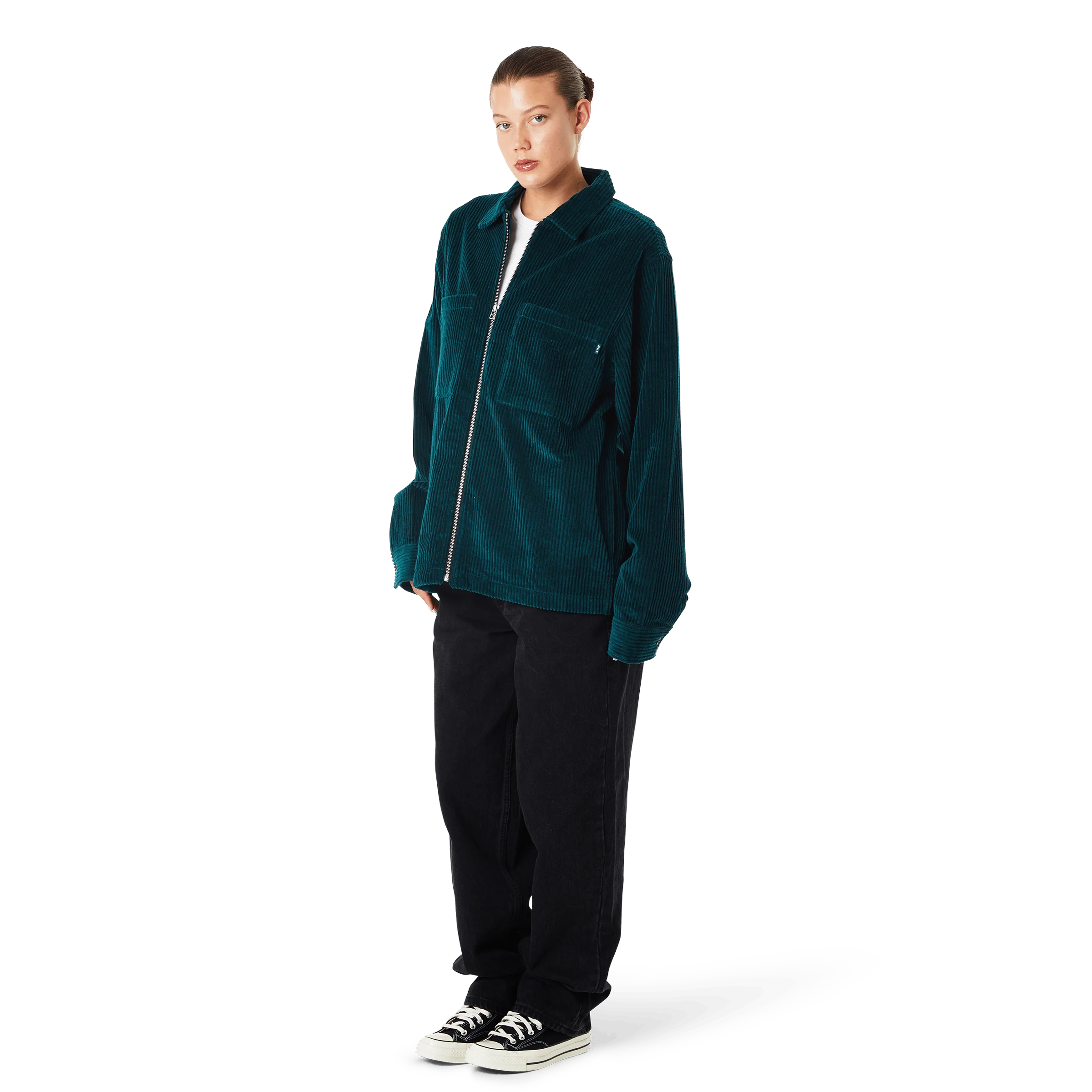 Two Tone Corduroy Zip Shacket - Image 14