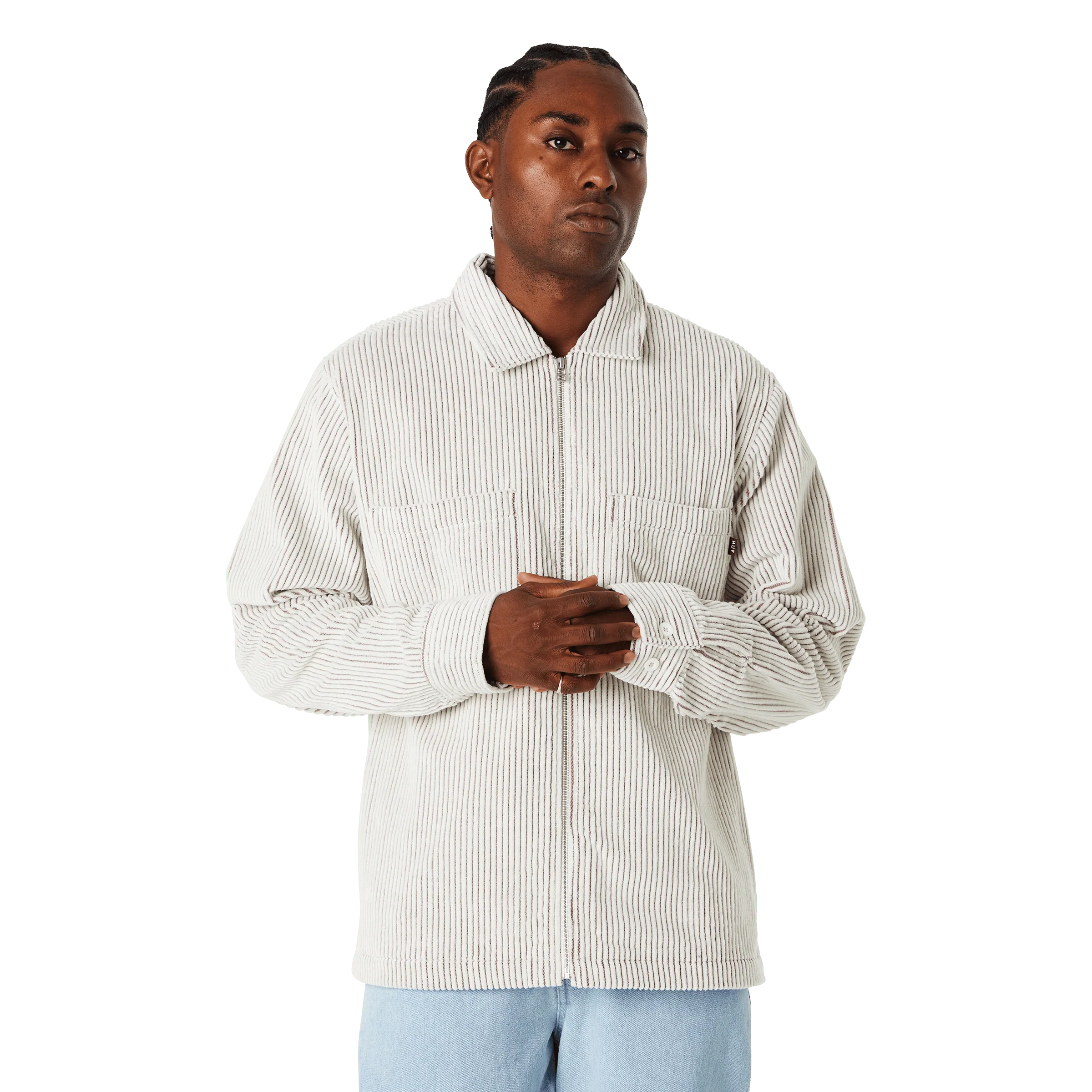 Two Tone Corduroy Zip Shacket - Image 4