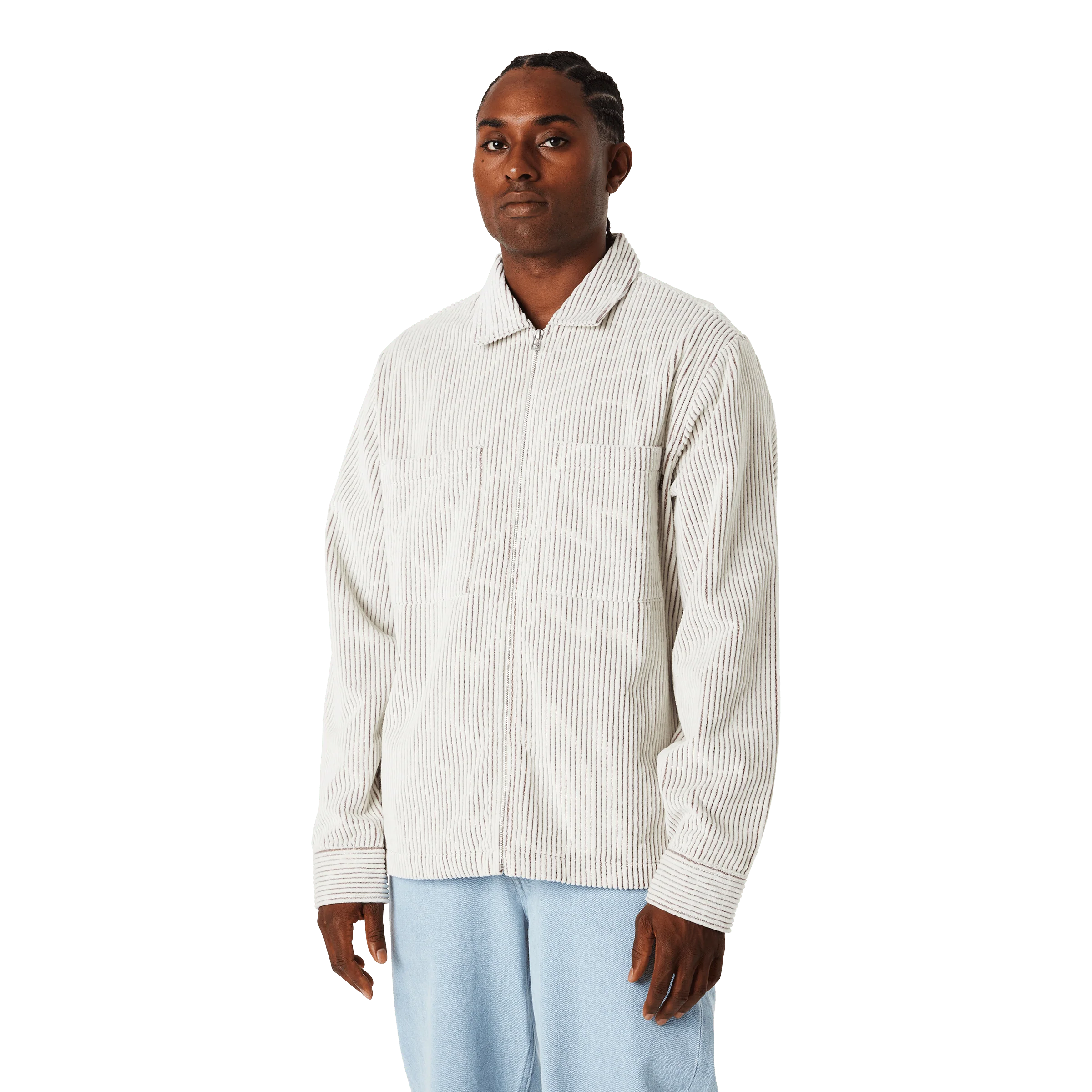 Two Tone Corduroy Zip Shacket - Image 5